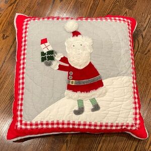 Pottery Barn Santa Claus Pillow with Red and Gray